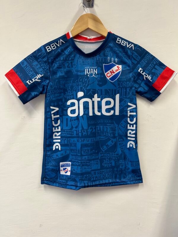 Camiseta Nacional Futbol Azul 2025 Niño + Nombre + Numero Replica