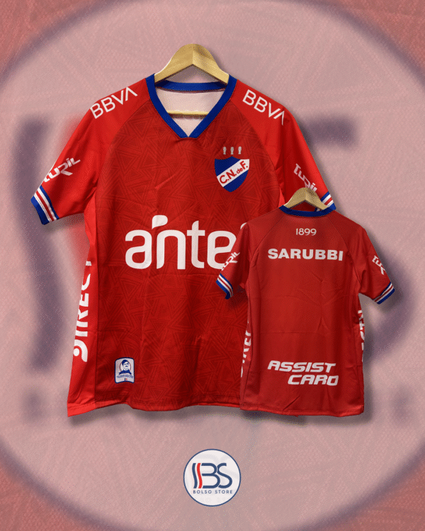 Camiseta Futbol Roja 2025 Adulto + Nombre + Numero Replica