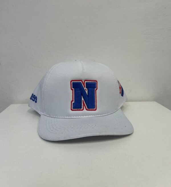 Gorro Visera Tela Blanco N Azul