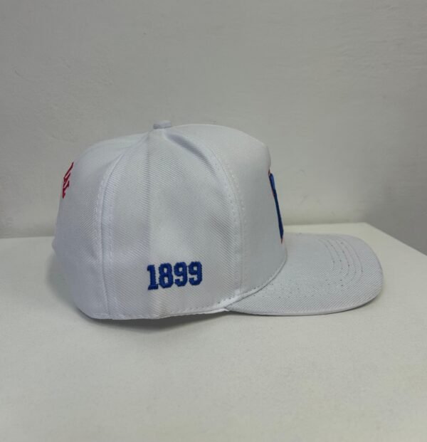 Gorro Visera Tela Blanco N Azul - Imagen 2