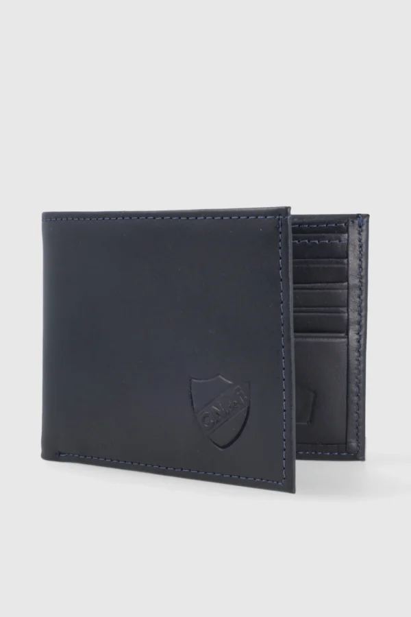 Billetera 100% cuero azul - simple