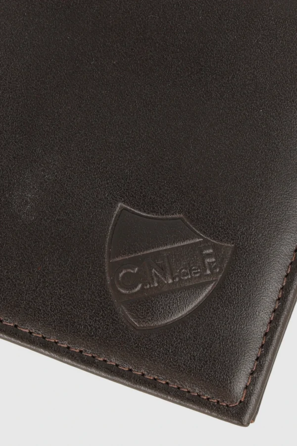 Billetera 100% cuero chocolate - simple - Imagen 2