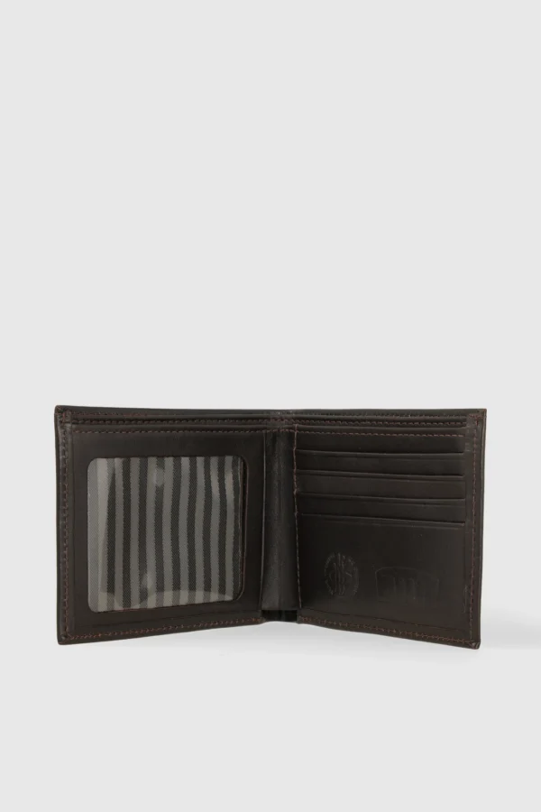 Billetera 100% cuero chocolate - simple - Imagen 3